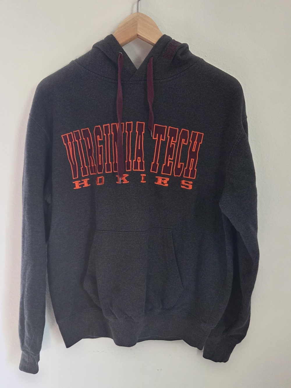 Stadium Athletics Charcoal Hoodie with Orange Virginia Tech Script Sz Medium